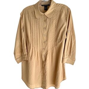 Antilia Femme Tan 100% 3/4 Sleeve Blouse Size Medium